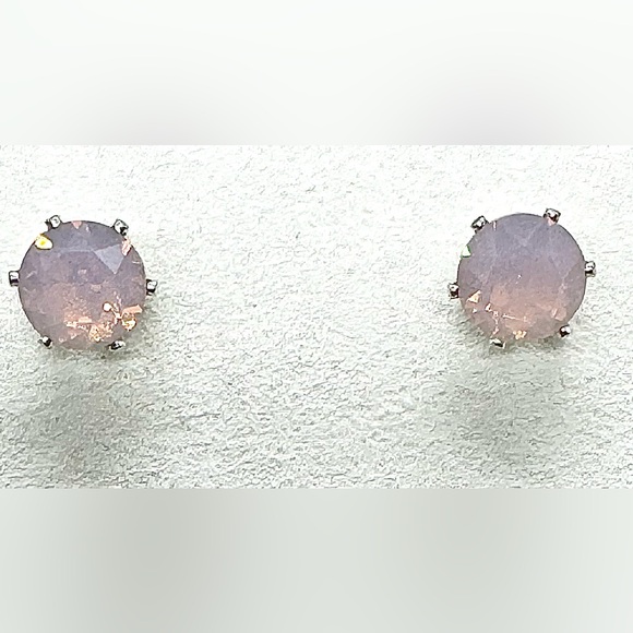 Rose Water Opal 8mm Crystal Stud Earrings Made with Swarovski Crystals - Picture 4 of 14